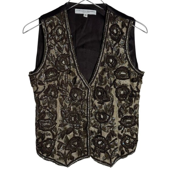Carolina Herrera Runway silk heavily beaded Vest Top womens size 8 Vintage - Picture 10 of 10